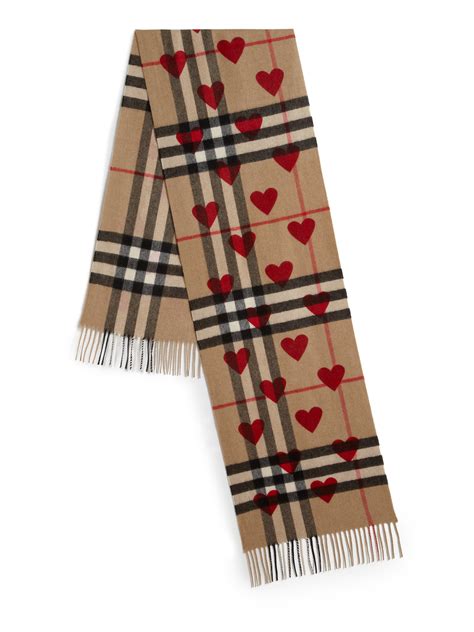 burberry heart and check modal and cashmere scarf|Burberry cashmere check scarf beige.